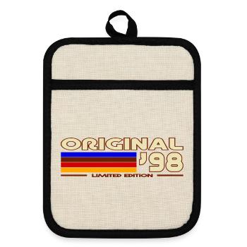 Originales 98er Retro Rainbow - Topflappen mit Gummirückseite - Leinen/Schwarz  - Vorne