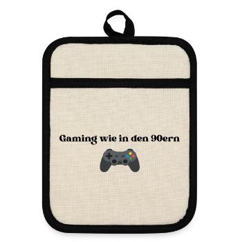 Gaming wie in den 90ern - Topflappen mit Gummirückseite - Leinen/Schwarz  - Vorne