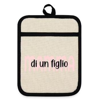 Mother of a child - Pot holders with rubber back - linen/black  - Front
