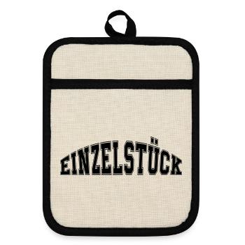 Einzelstück - Topflappen mit Gummirückseite - Leinen/Schwarz  - Vorne
