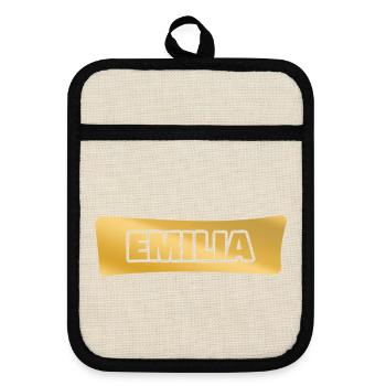 Emilia en or - Maniques avec dos en caoutchouc - lin/noir  - Devant