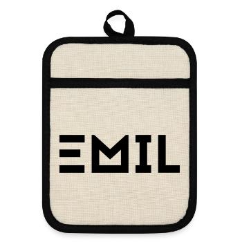 First name Emil - Pot holders with rubber back - linen/black  - Front