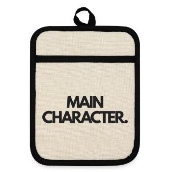 Main Character Bold Typography Tee - Pot holders with rubber back - linen/black  - Front