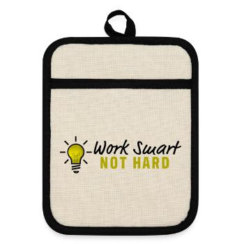 Work smart not hard - Glühbirne Design - Topflappen mit Gummirückseite - Leinen/Schwarz  - Vorne