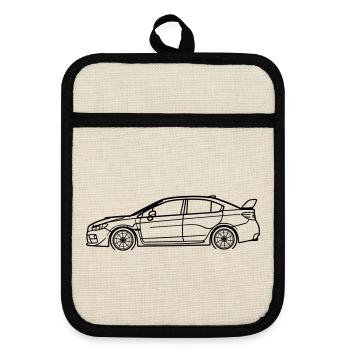 WRX Line Silhouette – Turbo Rally Art - Topflappen mit Gummirückseite - Leinen/Schwarz  - Vorne