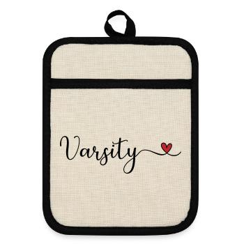 Varsity Heart Design - Topflappen mit Gummirückseite - Leinen/Schwarz  - Vorne