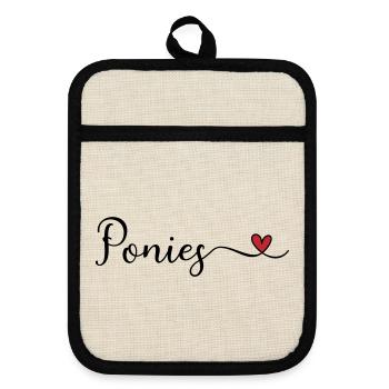 Ponies Heart - Pot holders with rubber back - linen/black  - Front