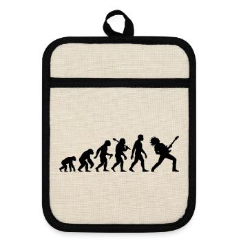 Gitarrist Evolution Für Rock und Metal Musiker - Topflappen mit Gummirückseite - Leinen/Schwarz  - Vorne