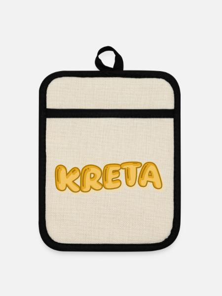 Urlaub Kreta - Topflappen mit Gummirückseite - Leinen/Schwarz