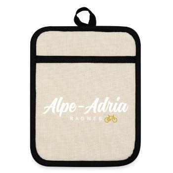 Alpe Adria Cycle Path - Pot holders with rubber back - linen/black  - Front