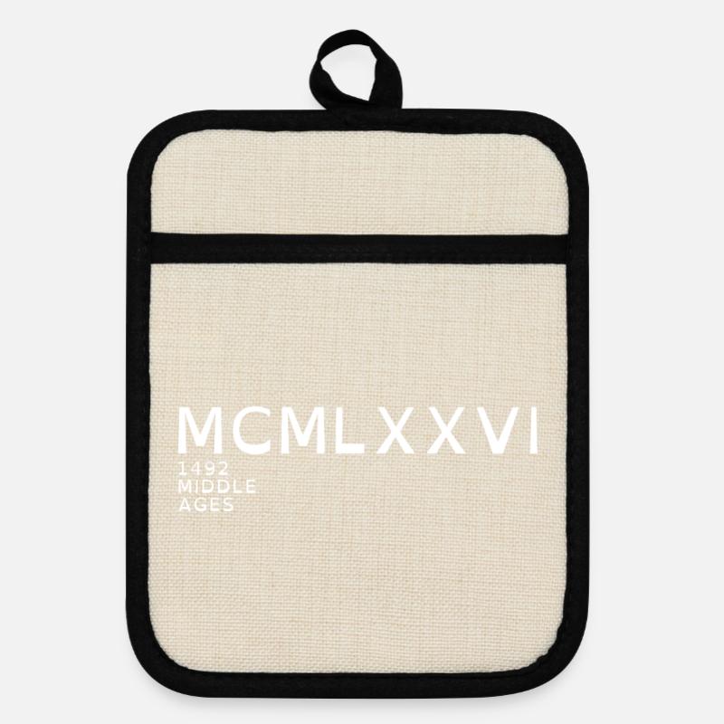 1976_LINE_white - Pot holders with rubber back - linen/black
