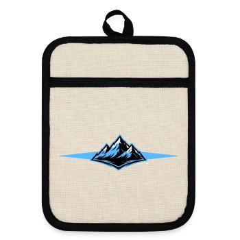 Mountains icon line - Pot holders with rubber back - linen/black  - Front