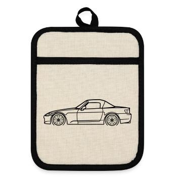 S2000 Line Silhouette – High‑Rev JDM Art - Topflappen mit Gummirückseite - Leinen/Schwarz  - Vorne
