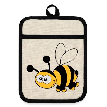 Bee - Bee - Miel - Maniques avec dos en caoutchouc - lin/noir  - Devant