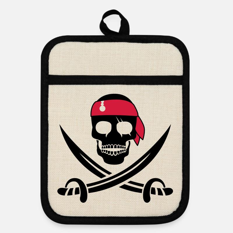 pirate - Maniques avec dos en caoutchouc - lin/noir