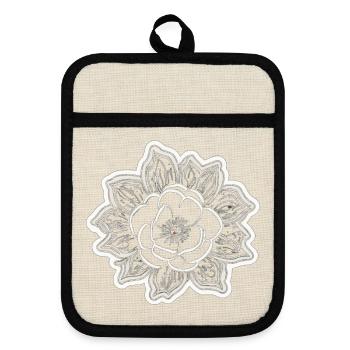 The beauty and charm of a monochromatic flower - Pot holders with rubber back - linen/black  - Front