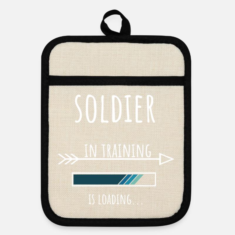 Soldier Gift Profession Training Soldier - Pot holders with rubber back - linen/black 