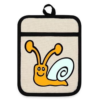 Snail Shell Cute Cute Happy Cool - Pot holders with rubber back - linen/black  - Front