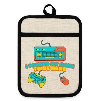 J’ai mis mon jeu en pause pour être ici – Funny Gamer Design - Maniques avec dos en caoutchouc - lin/noir  - Devant