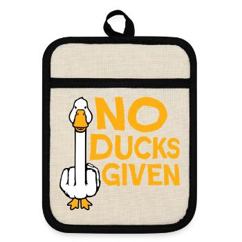 Gans No Ducks Given Mittelfinger Freche Ente Cool - Topflappen mit Gummirückseite - Leinen/Schwarz  - Vorne