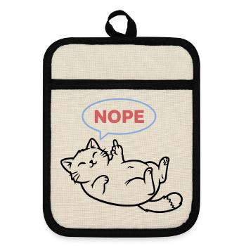 Laughing Cat Nope Middle Finger - Pot holders with rubber back - linen/black  - Front