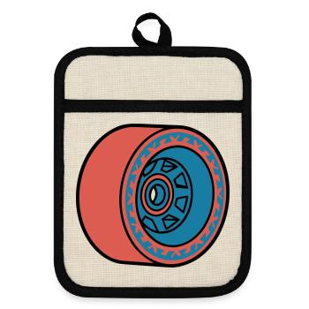 Skateboard Rolle Longboard - Topflappen mit Gummirückseite - Leinen/Schwarz  - Vorne