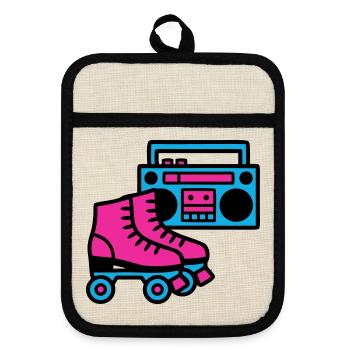 Roller Boombox Rétro années 80 - Maniques avec dos en caoutchouc - lin/noir  - Devant