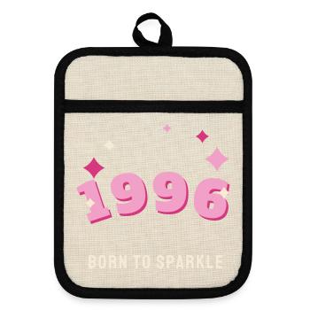 1996 Born to Sparkle Jahrgang 30. Geburtstag - Topflappen mit Gummirückseite - Leinen/Schwarz  - Vorne