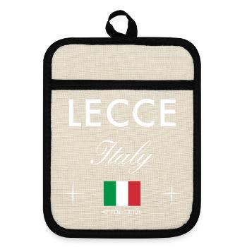 Lecce, Italie, coordonne un souvenir de voyage - Maniques avec dos en caoutchouc - lin/noir  - Devant