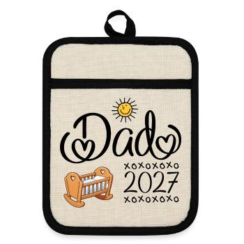 Dad 2027 - Papa 2027 - Topflappen mit Gummirückseite - Leinen/Schwarz  - Vorne