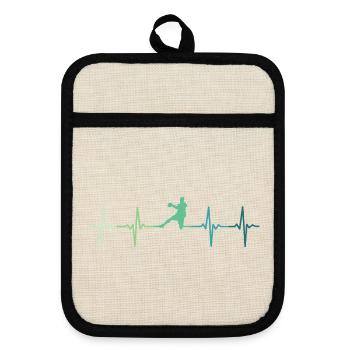 Handball heartbeat handball - Pot holders with rubber back - linen/black  - Front