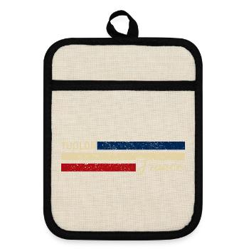 France - Toulon - Frankreich - Flagge - Streifen - Topflappen mit Gummirückseite - Leinen/Schwarz  - Vorne