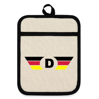 Germany flag / symbol top - Pot holders with rubber back - linen/black  - Front