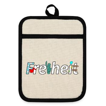 Freiheit Design - Topflappen mit Gummirückseite - Leinen/Schwarz  - Vorne