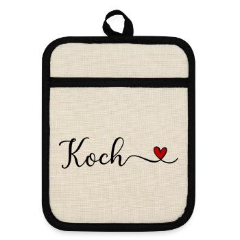 Koch - Topflappen mit Gummirückseite - Leinen/Schwarz  - Vorne