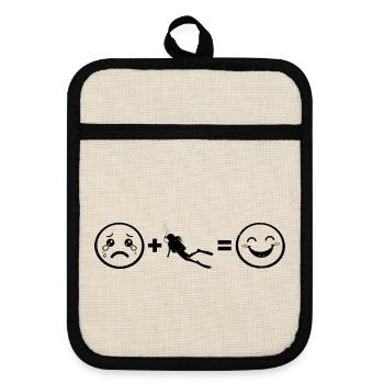 Geschenkidee für eine Tauch-Fanin mit Scuba Diving - Topflappen mit Gummirückseite - Leinen/Schwarz  - Vorne