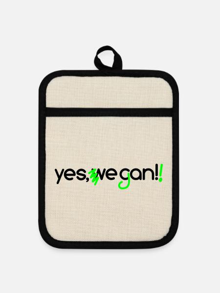 yes we can vegan - Topflappen mit Gummirückseite - Leinen/Schwarz 
