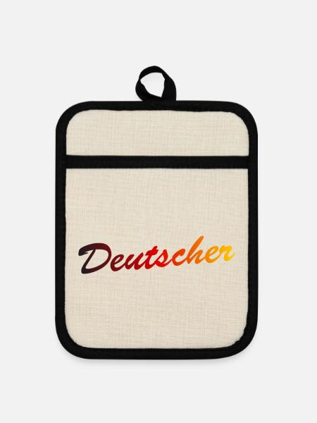 Deutscher - Topflappen mit Gummirückseite - Leinen/Schwarz