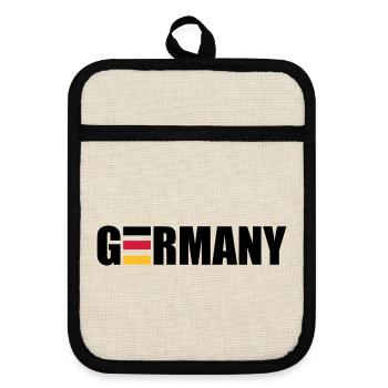 Germany | Deutschland | Flag | Flagge - Pot holders with rubber back - linen/black  - Front