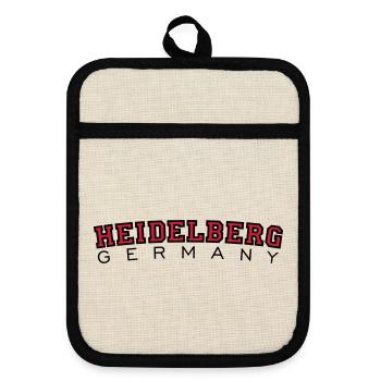 Heidelberg Germany Red/Black - Pot holders with rubber back - linen/black  - Front