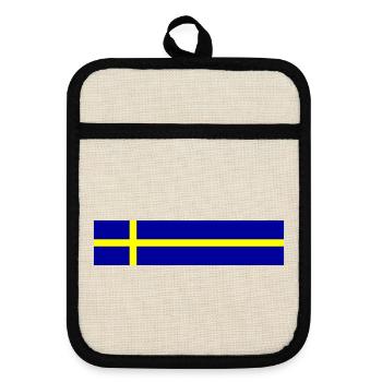 Schweden Flagge Streifen Symbol - Topflappen mit Gummirückseite - Leinen/Schwarz  - Vorne