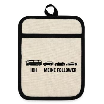 Busfahrer Linienbus Meine Follower Bus - Topflappen mit Gummirückseite - Leinen/Schwarz  - Vorne