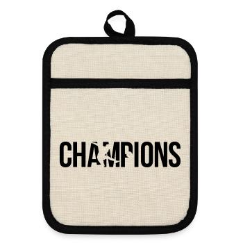 champions - Pot holders with rubber back - linen/black  - Front