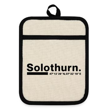 Solothurn Koordinaten Kanton Schweiz - Topflappen mit Gummirückseite - Leinen/Schwarz  - Vorne