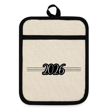 2026 year - Pot holders with rubber back - linen/black  - Front
