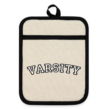 Schriftart des Varsity College - Topflappen mit Gummirückseite - Leinen/Schwarz  - Vorne