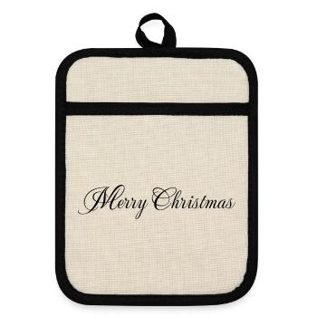 Frohe Weihnachten - Topflappen mit Gummirückseite - Leinen/Schwarz  - Vorne