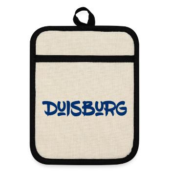 Duisburg - Ruhrpott - NRW - Rhein - Ruhr - Topflappen mit Gummirückseite - Leinen/Schwarz  - Vorne