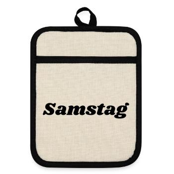 Samstag Schriftzug - Topflappen mit Gummirückseite - Leinen/Schwarz  - Vorne