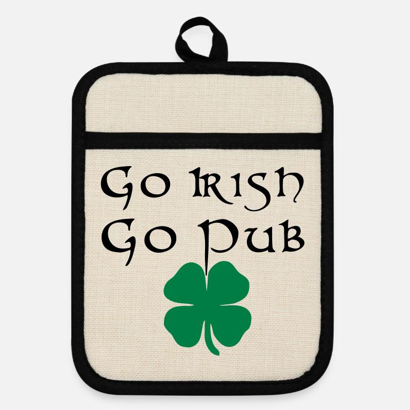 Go Irish Go Pub Irland irisch St Patricks Day - Pot holders with rubber back - linen/black